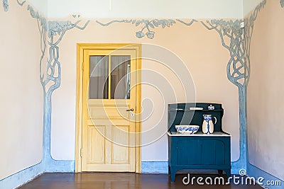 Authentic interior in apartment of latvian artist Janis Rozentals Editorial Stock Photo