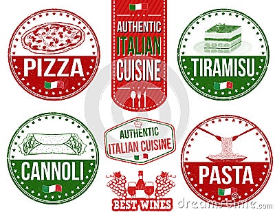 Authentic italian food stamps Vector Illustration