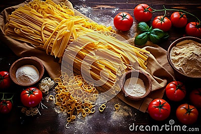 Authentic Italian pasta. Generative AI Stock Photo