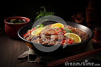 Authentic japanese dining with handcrafted soba noodles for a unique culinary experience Stock Photo