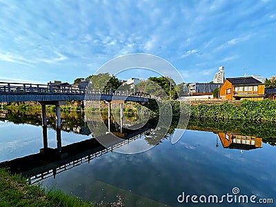 Authentic Japanese District Higashi Chaya with Houses on river, Kanazawa, Ishikawa, Japan Stock Photo