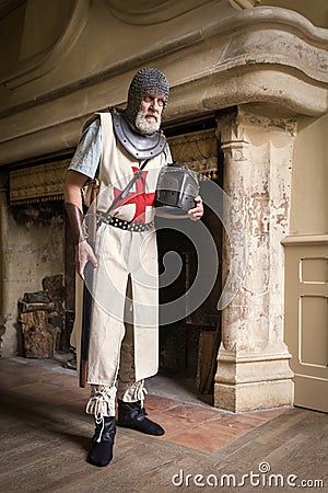 Medieval crusader in French castle Stock Photo