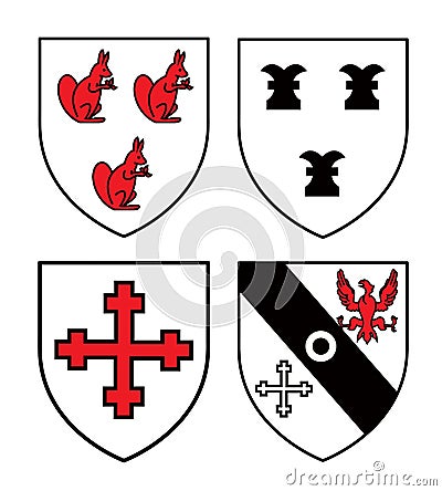 Authentic medieval heraldry shields Vector Illustration