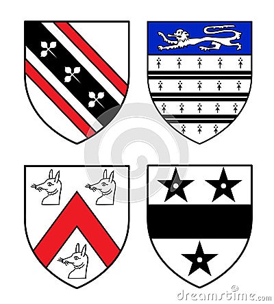 Authentic medieval heraldry shields Vector Illustration