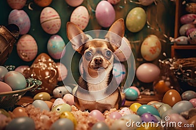 Authentic Photo Cute Chihuahua with Rabbit Ears. Generative AI Stock Photo