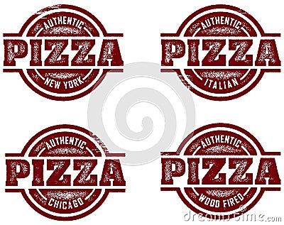 Authentic Pizza Stamps Vector Illustration