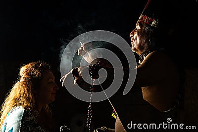 Authentic Shaman Ceremony Stock Photo