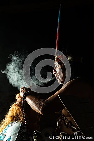 Authentic Shaman Ceremony Stock Photo