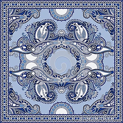 Authentic silk neck scarf or kerchief square pattern design in u Vector Illustration