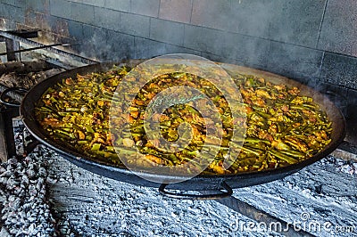 Authentic Valencian Paella in Valencia, Spain Stock Photo