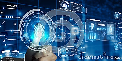 Authentication by Fingerprint recognition. Biometric. Security system Stock Photo
