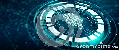 Authentication by Fingerprint recognition. Biometric. Security system Stock Photo