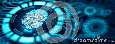 Authentication by Fingerprint recognition. Biometric. Security system Stock Photo