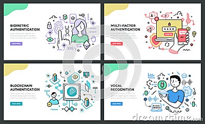 Authentication Technologies Color Line Concepts Vector Illustration