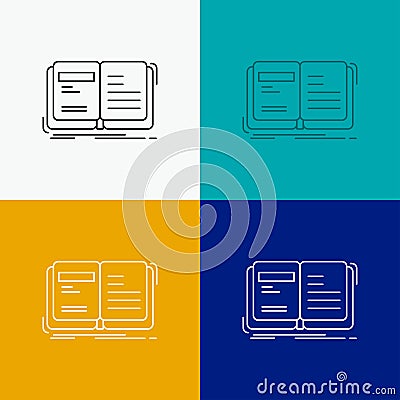 Author, book, open, story, storytelling Icon Over Various Background. Line style design, designed for web and app. Eps 10 vector Vector Illustration