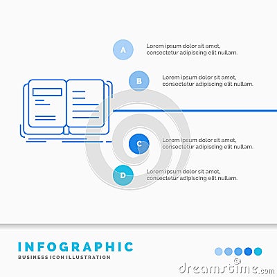 Author, book, open, story, storytelling Infographics Template for Website and Presentation. Line Blue icon infographic style Vector Illustration