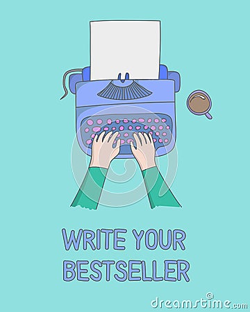 Author hands typing Vector Illustration