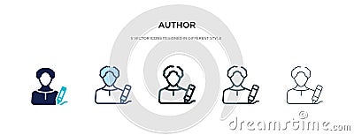 Author icon in different style vector illustration. two colored and black author vector icons designed in filled, outline, line Vector Illustration