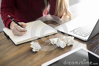 Author writing a new book Stock Photo