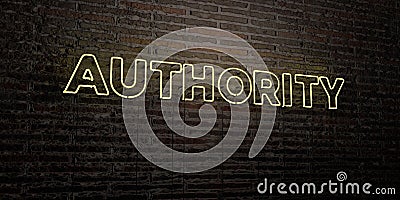 AUTHORITY -Realistic Neon Sign on Brick Wall background - 3D rendered royalty free stock image Stock Photo