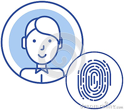 Authorization to account, user profile. Login with fingerprint, authentication, data protection Stock Photo