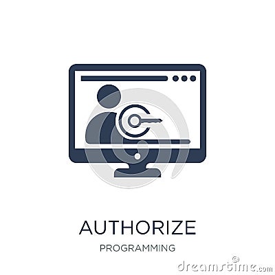 Authorize icon. Trendy flat vector Authorize icon on white background from Programming collection Vector Illustration