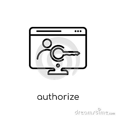 Authorize icon. Trendy modern flat linear vector Authorize icon Vector Illustration