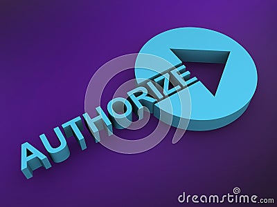 authorize word on purple Stock Photo