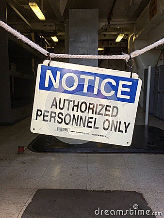 Authorized access only notice sign restricted entry Stock Photo