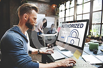 Authorized Accessibility Network Security System Concept Stock Photo