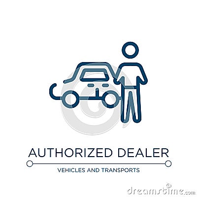 Authorized dealer icon. Linear vector illustration from motor show collection. Outline authorized dealer icon vector. Thin line Vector Illustration