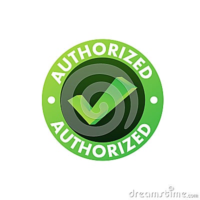 Authorized dealer icon in red circular seal stamp. Check mark icon. Sign forbidden Vector Illustration