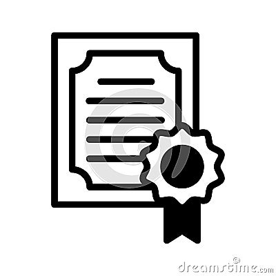 Authorized document, paper with badge depicting concept icon of certificate Vector Illustration