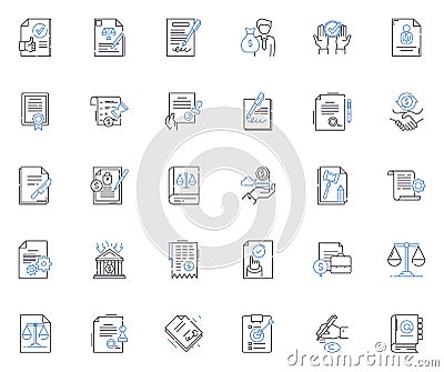 Authorized line icons collection. Valid, Certified, Accredited, Permitted, Licensed, Entitled, Endorsed vector and Vector Illustration