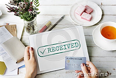 Authorized Received Tick Stamp Concept Stock Photo