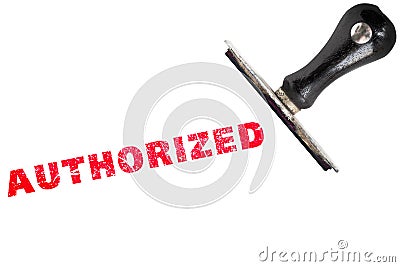 Authorized stamp text with stamper Stock Photo