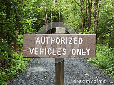Authorized Vehicles Only wooden Sign Stock Photo