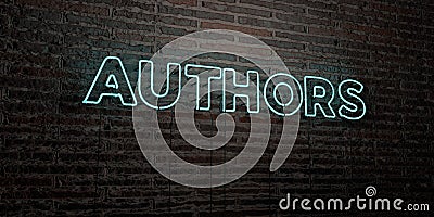 AUTHORS -Realistic Neon Sign on Brick Wall background - 3D rendered royalty free stock image Stock Photo