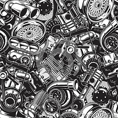 Autimobile car parts seamless pattern Vector Illustration