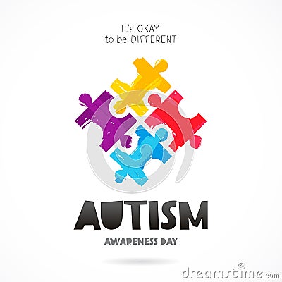 Autism Awareness Day. Multicolored puzzle Vector Illustration