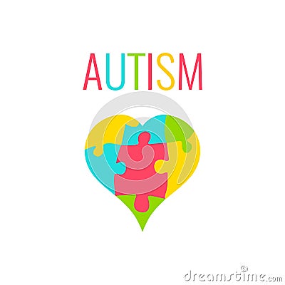 Autism awareness poster with a heart Vector Illustration