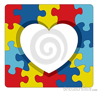 Autism Awareness Puzzle Heart Illustration Vector Illustration