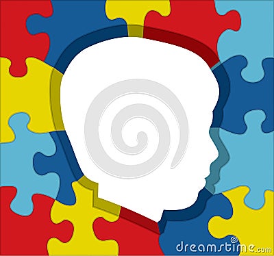 Autism Awareness Puzzle Silhouette Illustration Vector Illustration