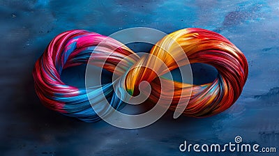 Autism awareness rainbow infinity symbol on blue background for autism, adhd, neurodiversity Stock Photo