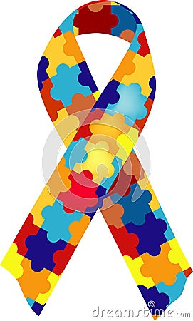 Autism Awareness Ribbon Vector Illustration