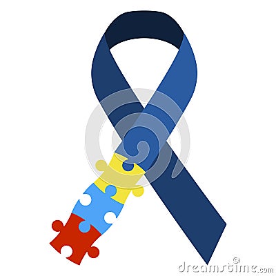 Autism Awareness Ribbon Vector Illustration