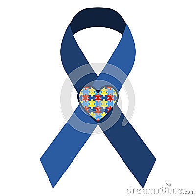 Autism Awareness Ribbon Vector Illustration