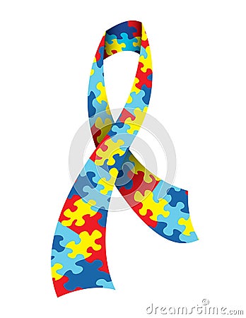 Autism Awareness Ribbon Cartoon Illustration