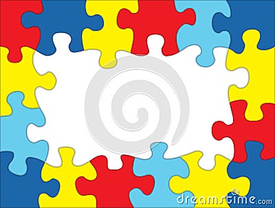 Autism Colored Puzzle Frame Illustration Vector Illustration