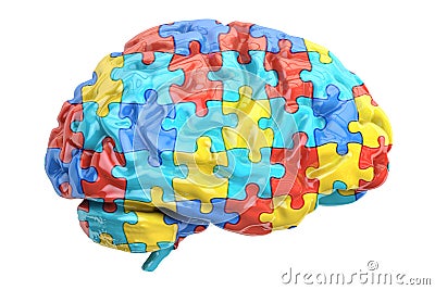 Autism concept with brain, 3D rendering Stock Photo